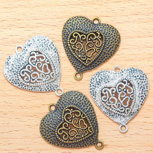 Heart Tibetan Style Connector, plated, DIY & 1/1 loop & hollow, more colors for choice, 34x30mm, 100PC/Bag, Sold By Bag