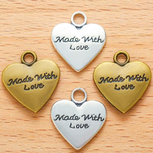 Ciondoli a cuore in lega di zinco, lega in zinco, placcato, DIY, nessuno, 19x17mm, 100PC/borsa, Venduto da borsa