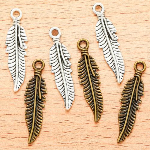 Tibetan Style Feather Pendants, plated, DIY, more colors for choice, 37x9mm, 100PC/Bag, Sold By Bag