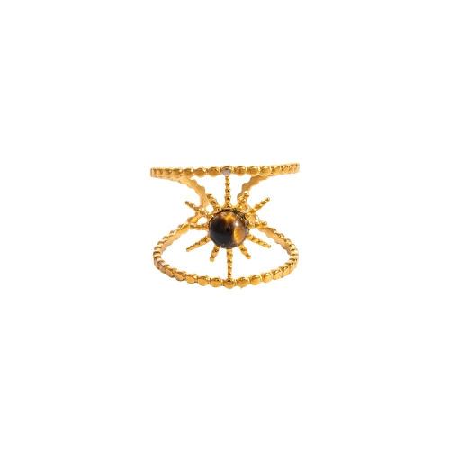 acero inoxidable 304 Anillo de dedo Cuff, con Piedras preciosas, 18K chapado en oro, diferentes estilos para la opción & para mujer & hueco, tamaño:6-8, Vendido por UD