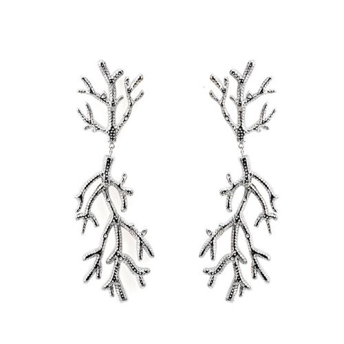 304 rustfrit stål Drop Earring, Branch, mode smykker & for kvinde, 21.10x71.30mm, Solgt af par