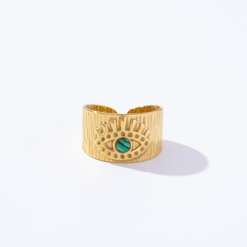 304 roestvrij staal Manchet Finger Ring, met Edelsteen, 18K verguld, verschillende stijlen voor de keuze & voor vrouw & met strass & hol, Maat:6-8, Verkocht door PC