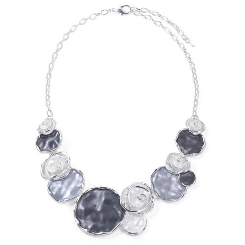 alliage de zinc collier, avec 2.36inch chaînes de rallonge, Rose, Placage, chaîne ovale & pour femme & émail & creux, Longueur:Environ 16.93 pouce, Vendu par PC