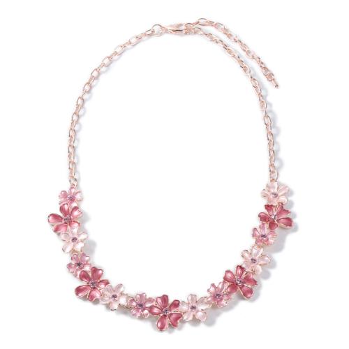 alliage de zinc collier, avec 1.97inch chaînes de rallonge, fleur, Placage, pour femme & émail, plus de couleurs à choisir, Longueur:Environ 16.73 pouce, Vendu par PC