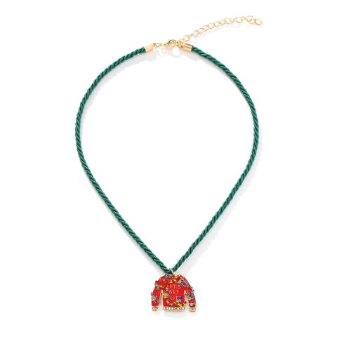 Christmas Necklaces, Tibetan Style, with 7cm extender chain, Christmas Design & fashion jewelry & for woman & enamel & with rhinestone, Length:Approx 43 cm, Sold By PC