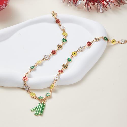 Christmas Necklaces, Tibetan Style, with 5cm extender chain, Christmas Design & fashion jewelry & for woman & enamel, multi-colored, Length:Approx 45 cm, Sold By PC