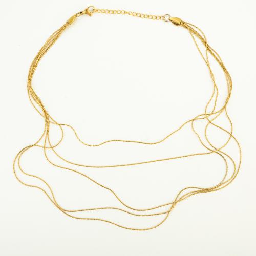 Chaîne collier , Acier inoxydable 304, bijoux de mode & multicouche & pour femme, Longueur:Environ 40 cm, Vendu par PC