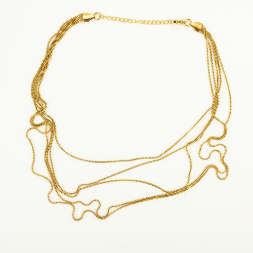 Stainless Steel Chain Necklace, 304 Stainless Steel, fashion jewelry & multilayer & for woman, Length:Approx 40 cm, Sold By PC