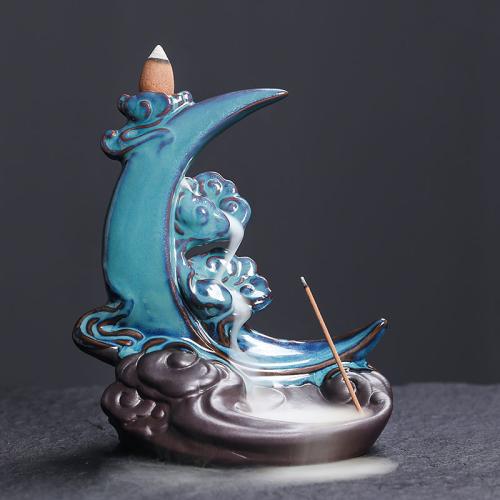 Backflow Incense Burner, Porcelain, half handmade, for home and office & durable & multifunctional, 128x84x144mm, Sold By PC