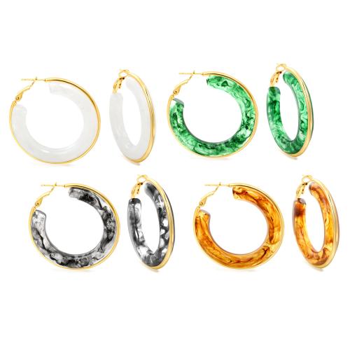 Acier inoxydable Levier Retour Earring, Acier inoxydable 304, avec résine, bijoux de mode & pour femme, plus de couleurs à choisir, 6.10x41.50mm, Vendu par paire