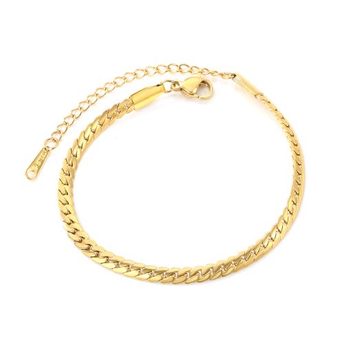 Bijoux bracelet en acier inoxydable, Acier inoxydable 304, avec 5cm chaînes de rallonge, Plaqué or 18K, bijoux de mode & pour femme, doré, Vendu par Environ 16 cm brin