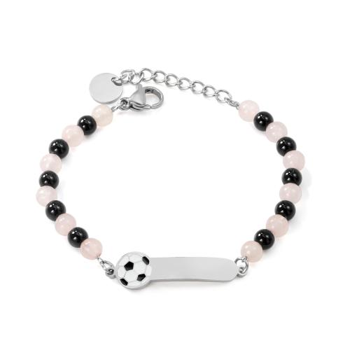 Stainless Steel Jewelry Bracelet, 304 Stainless Steel, with Glass Beads, with 3cm extender chain, fashion jewelry & for woman, Length:Approx 13 cm, Sold By PC