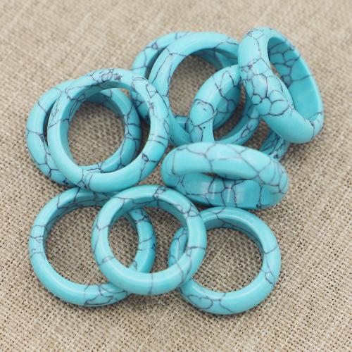 Turquoise Finger Ring, Natural Turquoise, Donut, Unisex & different size for choice, turquoise blue, 6mm, Sold By PC