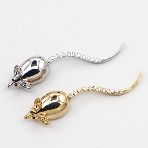 Fashion Brooch Jewelry Brass Mouse plated Unisex & micro pave cubic zirconia nickel lead & cadmium free Sold By PC