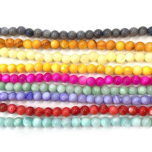 Abalorios de Nácar Natural de Agua Dulce, Concha de agua dulce, Esférico, Bricolaje, más colores para la opción, 4mm, Vendido para aproximado 38 cm Sarta