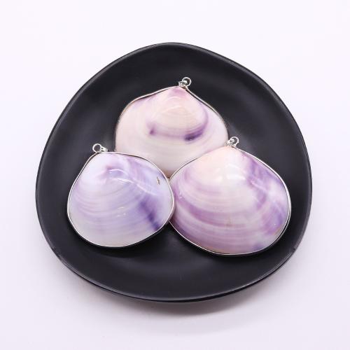 Shell Pendants with Brass silver color plated DIY x45- Sold By PC