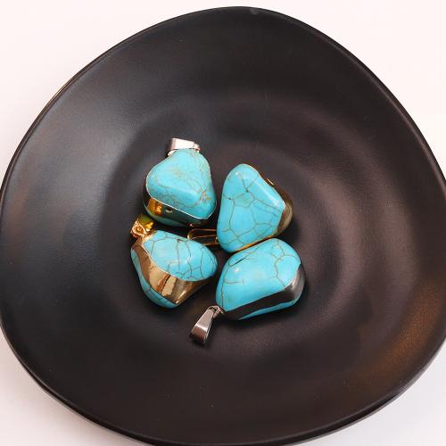 Turquoise Pendant, with Brass, plated, DIY, more colors for choice, 18x27mm, Sold By PC