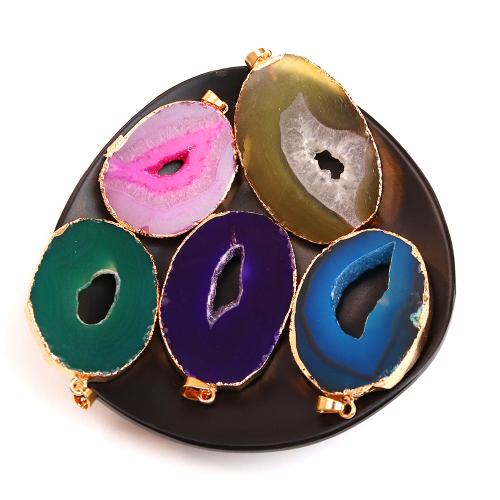 Agate Jewelry Pendants, with Brass, irregular, gold color plated, DIY, more colors for choice, about:34x47-42x64mm, Sold By PC