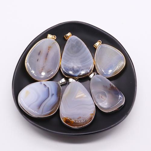 Lace Agate Pendants, with Brass, Teardrop, plated, DIY, more colors for choice, about:30x40-43x57mm, Sold By PC