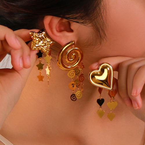 Stainless Steel Drop Earring 304 Stainless Steel gold color plated & for woman Sold By Pair