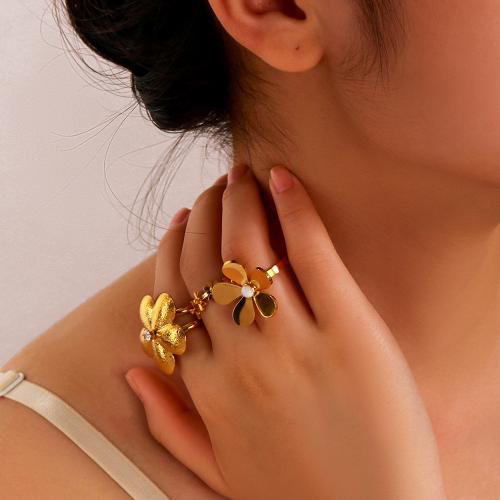 Stainless Steel Finger Ring 304 Stainless Steel gold color plated & for woman Sold By PC