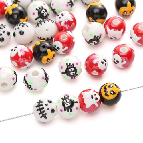 Fashion Glass Beads, Round, Halloween Design & DIY & different designs for choice, more colors for choice, nickel, lead & cadmium free, 12mm, Sold By PC