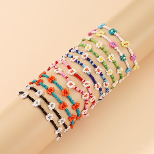 Glass Bracelet Set, with Seedbead, for woman, mixed colors, Length:18 cm, Sold By Set