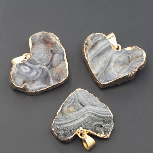 Tibetan Style Pendants, with Sun Agate, Heart, gold color plated, DIY, Aboutuff1a35-30mmu00d726-24mmu00d710-6mm, Sold By PC