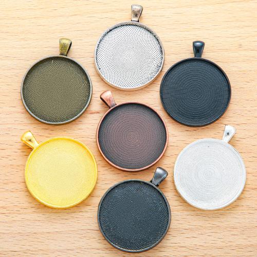 Tibetan Style Pendant Cabochon Setting, Round, plated, DIY, more colors for choice, 32x28mm, 100PCs/Bag, Sold By Bag