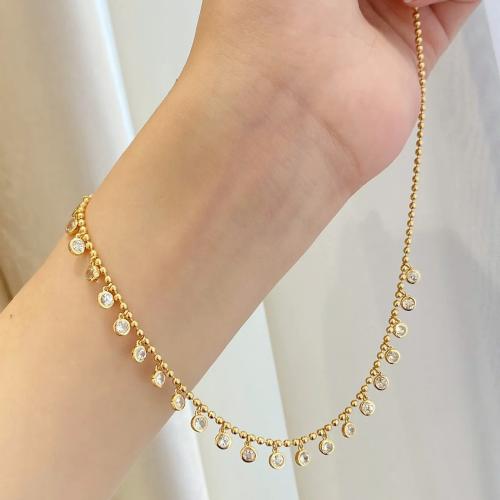 Brass Necklace, with 5cm extender chain, plated, fashion jewelry & with rhinestone, more colors for choice, nickel, lead & cadmium free, Length:40 cm, Sold By PC