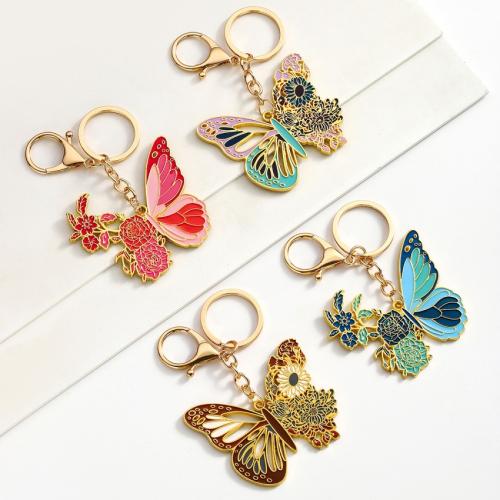 Tibetan Style Key Clasp, Butterfly, plated, fashion jewelry & enamel, more colors for choice, nickel, lead & cadmium free, 60x100mm, Sold By PC