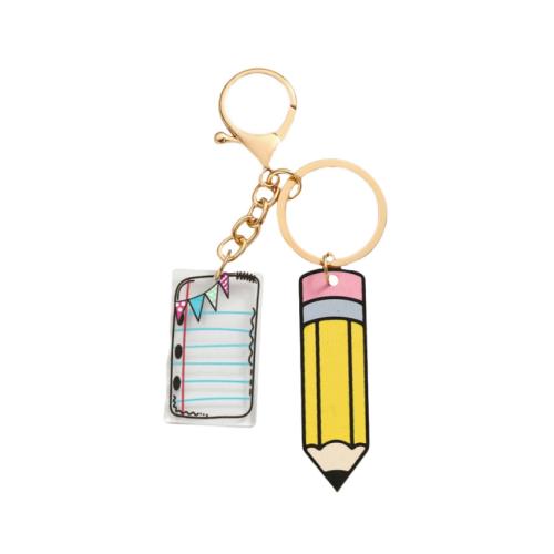 Zinc Alloy Key Clasp with Acrylic pencil plated fashion jewelry multi-colored nickel lead & cadmium free Sold By PC