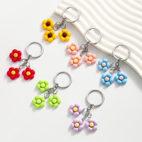 Tibetan Style Key Clasp, with Resin, Flower, plated, fashion jewelry, more colors for choice, nickel, lead & cadmium free, 20x80mm, Sold By PC