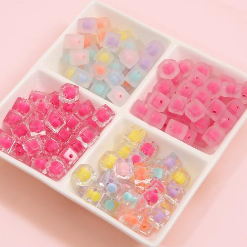 Acrylic Jewelry Beads, Square, different packing style for choice & DIY, more colors for choice, 10x10mm, Hole:Approx 3mm, Sold By Bag