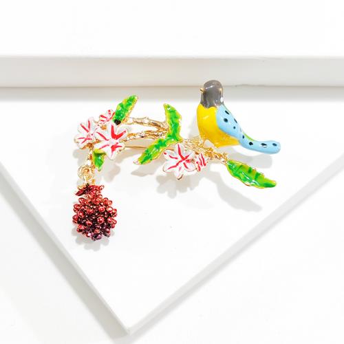 Tibetan Style Brooches, Bird, plated, fashion jewelry & enamel, more colors for choice, nickel, lead & cadmium free, 53x43mm, Sold By PC