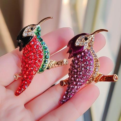 Tibetan Style Brooches, Bird, plated, fashion jewelry & enamel & with rhinestone, more colors for choice, nickel, lead & cadmium free, 38x45mm, Sold By PC