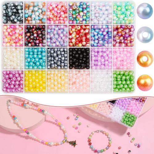 Perles en plastique ABS, vernis au four, DIY, couleurs mélangées, Vendu par boîte