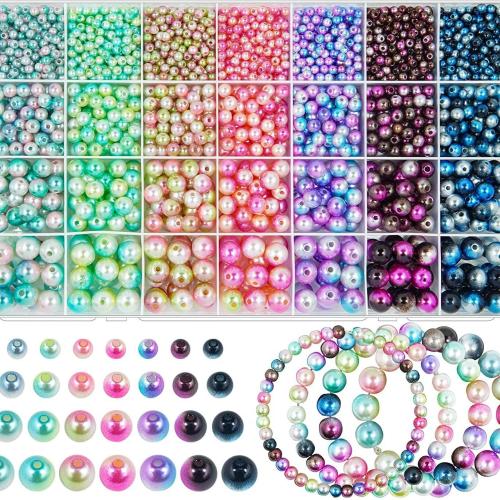 ABS Plastic Beads, painted, gradient color & DIY, mixed colors, Sold By Box