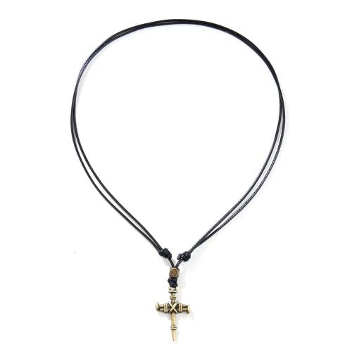 Collier Cordon, alliage de zinc, avec Cordon PU, bijoux de mode & unisexe, Longueur:42-84 cm, Vendu par PC