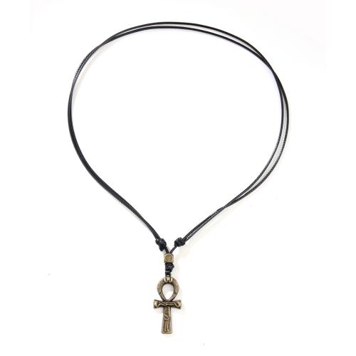 Collier Cordon, alliage de zinc, avec Cordon PU, bijoux de mode & unisexe, Longueur 42-84 cm, Vendu par PC