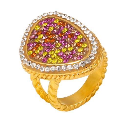 Anillo de dedo de Titantium Acero, Partículas de acero, chapado, Joyería & diverso tamaño para la opción & para mujer & con diamantes de imitación, más colores para la opción, Vendido por UD