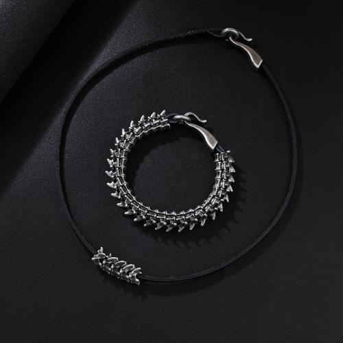 PU Leather Jewelry Set Zinc Alloy with PU Leather Cord plated fashion jewelry & Unisex black Sold By PC