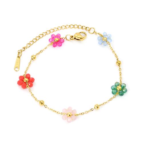 Bijoux bracelet en acier inoxydable, Acier inoxydable 304, avec plastique, avec 5cm chaînes de rallonge, Placage de couleur d'or, bijoux de mode & pour femme, Longueur:17 cm, Vendu par PC