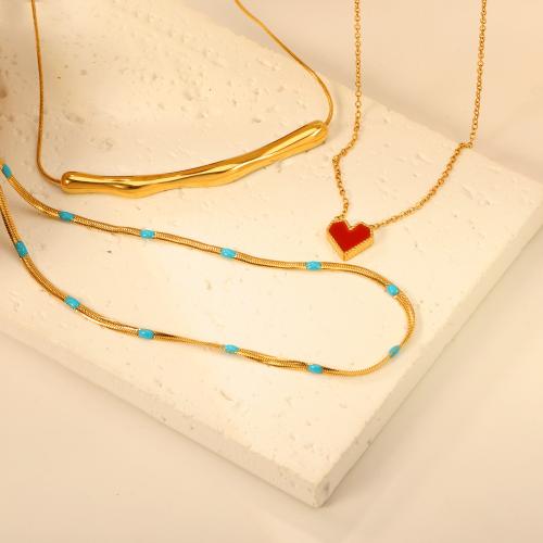 Titanium Steel Necklace gold color plated fashion jewelry & for woman Sold By PC