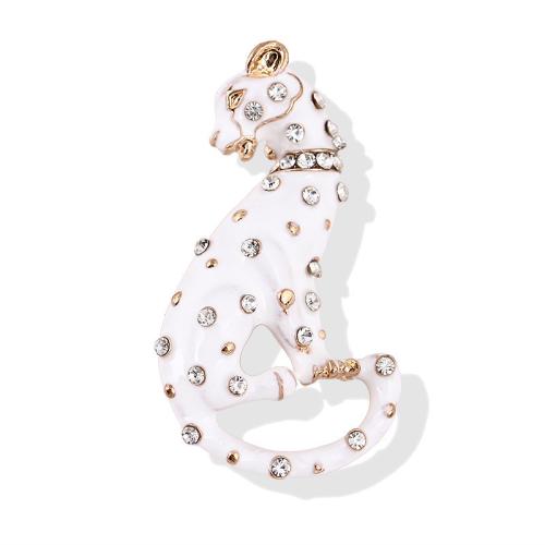 Zinc Alloy Brooches Leopard plated Unisex & enamel & with rhinestone Sold By PC