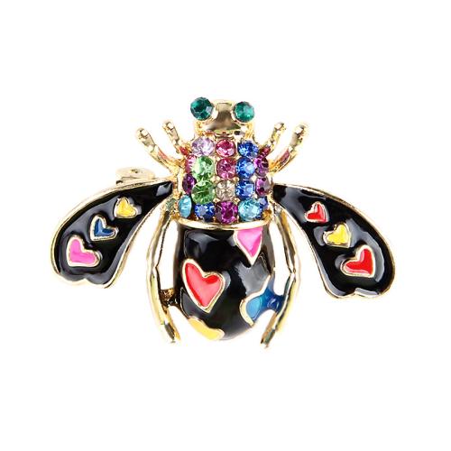 Tibetan Style Brooches, Bee, plated, Unisex & enamel & with rhinestone, more colors for choice, Sold By PC