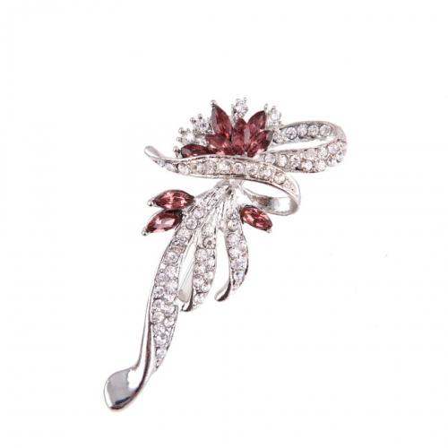 Tibetan Style Brooches, with Crystal, plated, for woman & with rhinestone, more colors for choice, Sold By PC