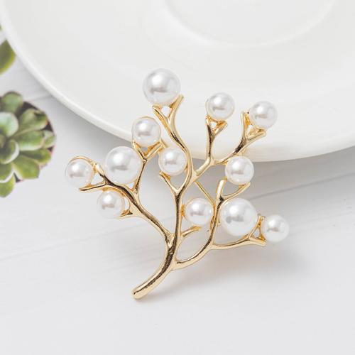 Zinc Alloy Brooches with Plastic Pearl plated for woman Sold By PC