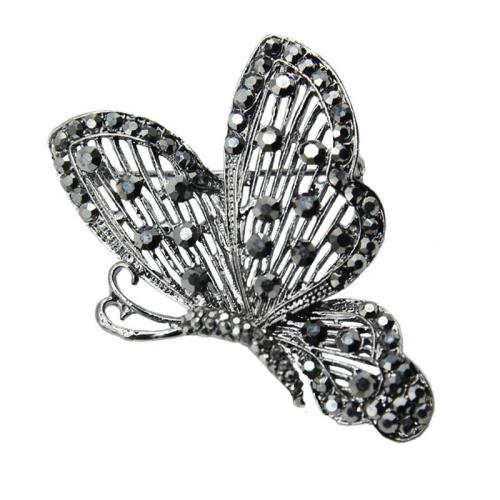 Broches en alliage de zinc, Placage, styles différents pour le choix & pour femme & avec strass, noir métalllique, Vendu par PC