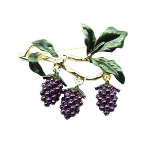 Tibetan Style Brooches, Grape, plated, for woman & enamel, purple, Sold By PC